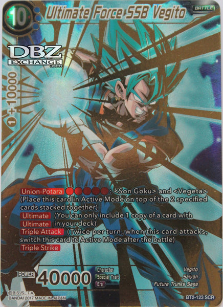 Dragon Ball Super TCG | BT2-123 Ultimate Force SSB Vegito DBZ Exchange Dragon Ball Super TCG | BT2-123 Ultimate Force SSB Vegito DBZ Exchange