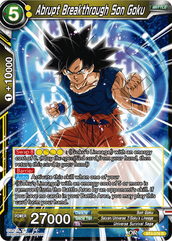 BT4-076 Abrupt Breakthrough Son Goku